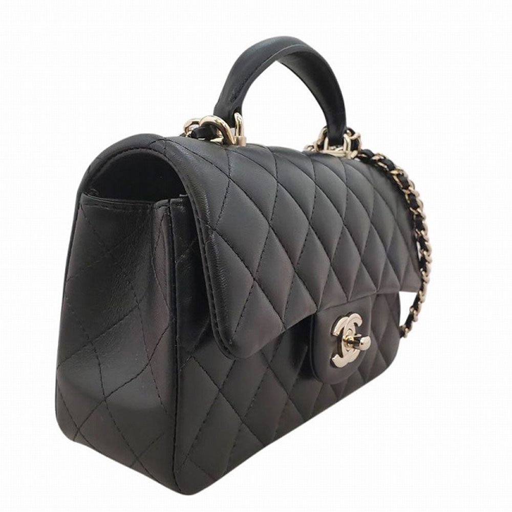 シャネル CHANEL ラムスキン ミニマトラッセ トップハンドルミニ20 フラップバッグ チェーンショルダー