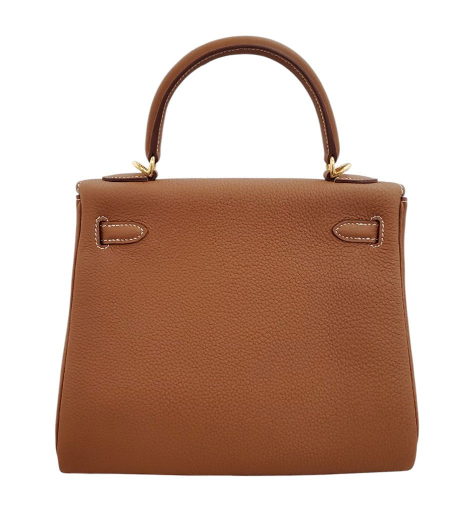 Hermes Kelly 25 Togo Gold W Engraved G Hardware
