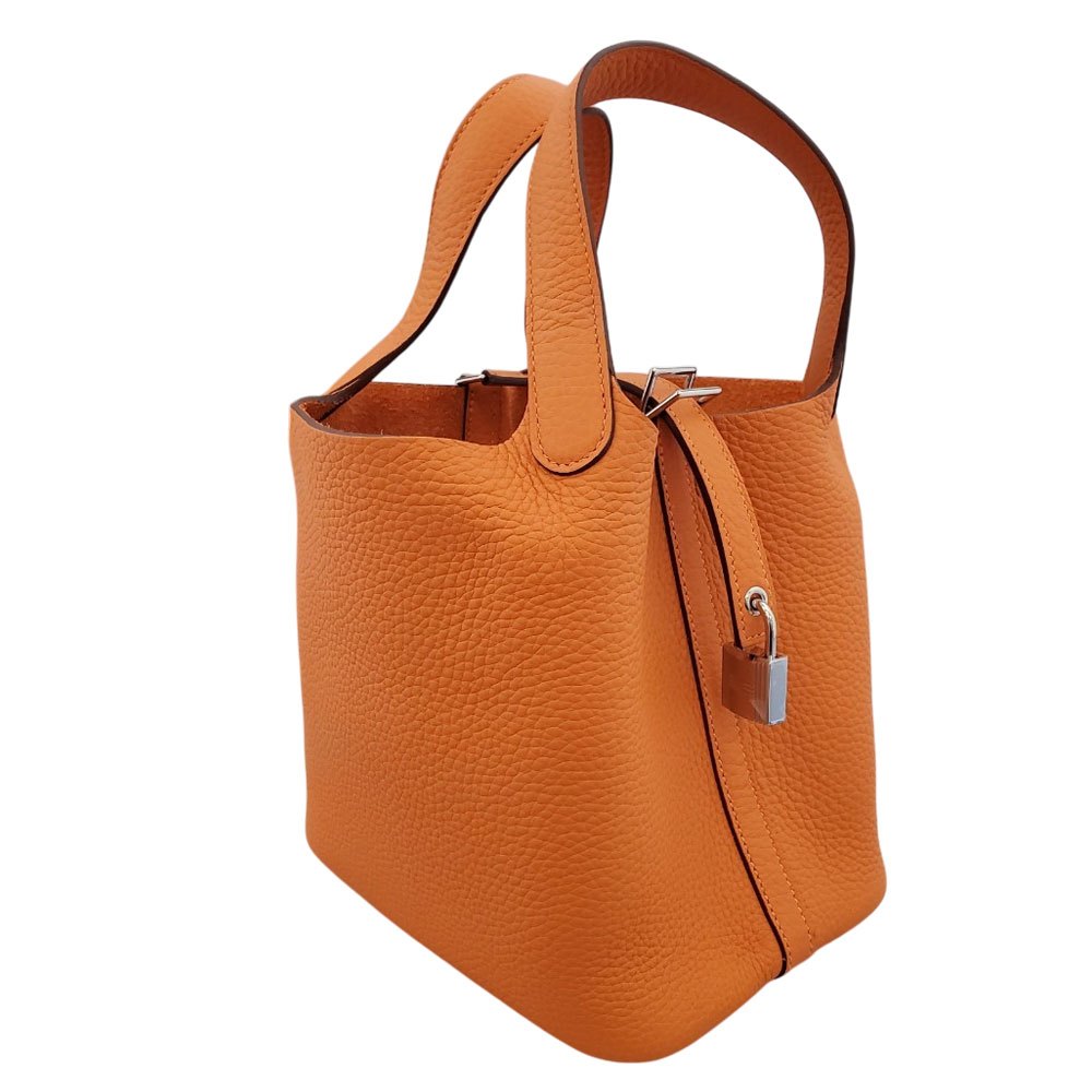 エルメス HERMES ピコタンロックPM トリヨン オレンジ SV金具 W刻印