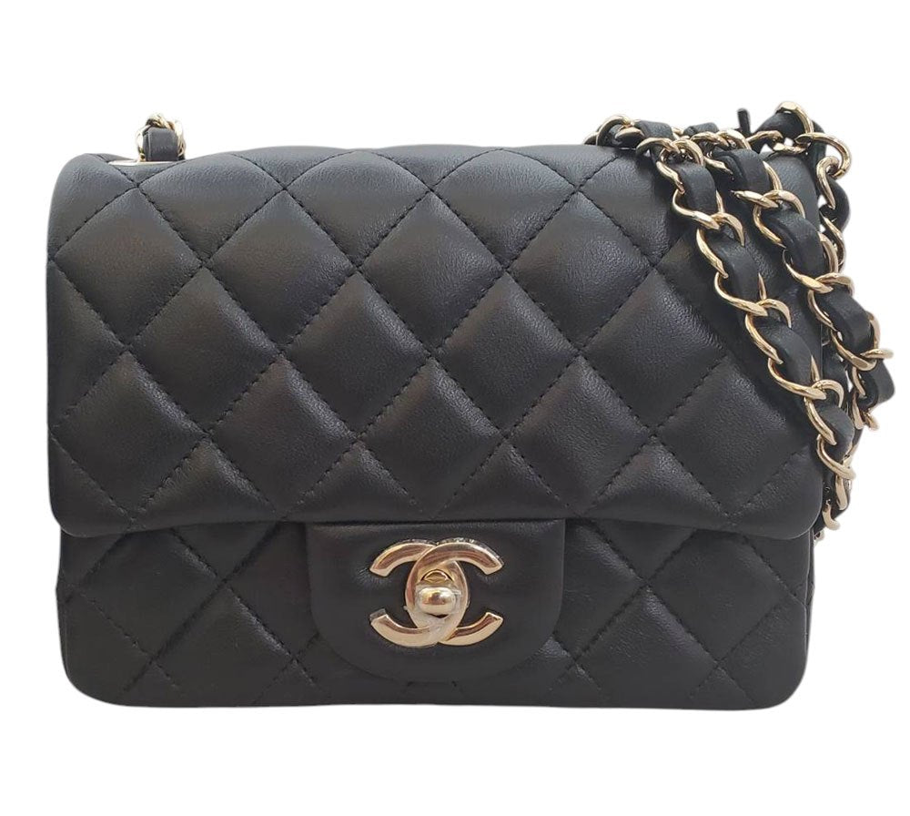 シャネル CHANEL ミニマトラッセ シングルフラップ チェーンショルダー ラムスキン シャンパンゴールド金具 ICタグ