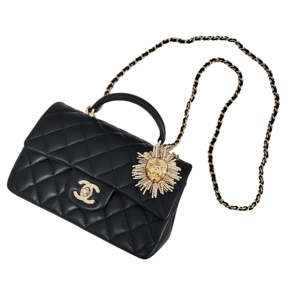 シャネル  CHANEL  ラムスキン  マトラッセ  ミニフラップ  トップハンドル20  チェーンショルダー/AT230612