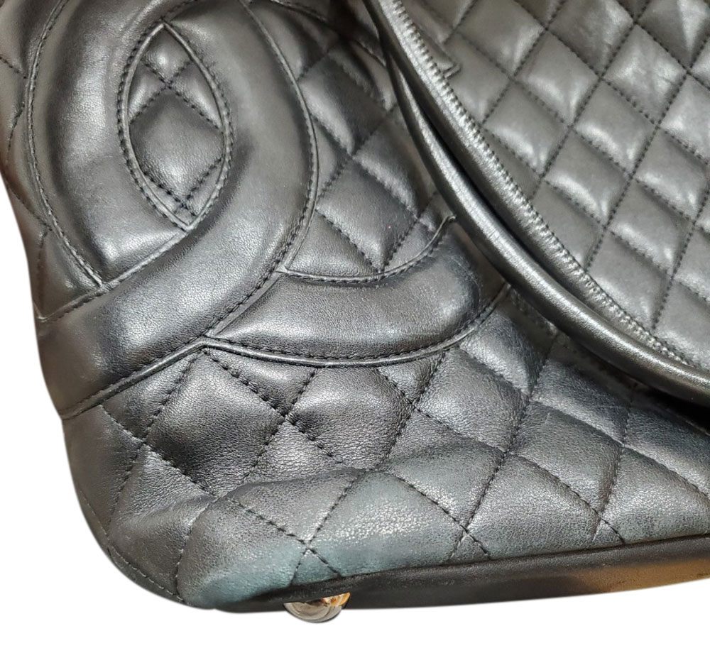 シャネル  CHANEL  ブラック ラムスキン  ラージトートバッグ  A25169/MA2408012