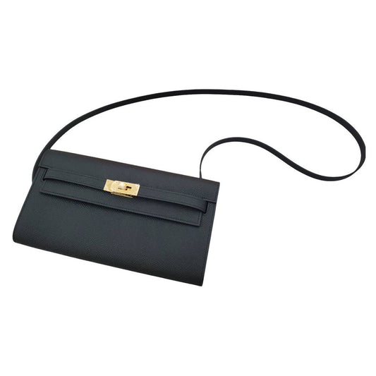 Hermes Kelly Wallet Togo Epson Noir W Engraved G Metal Fittings