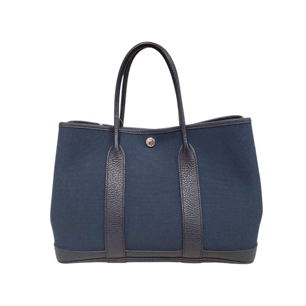 エルメス  HERMES ガーデンパーティTPM ネイビー トワル  D刻印  SV金具/MA2606002