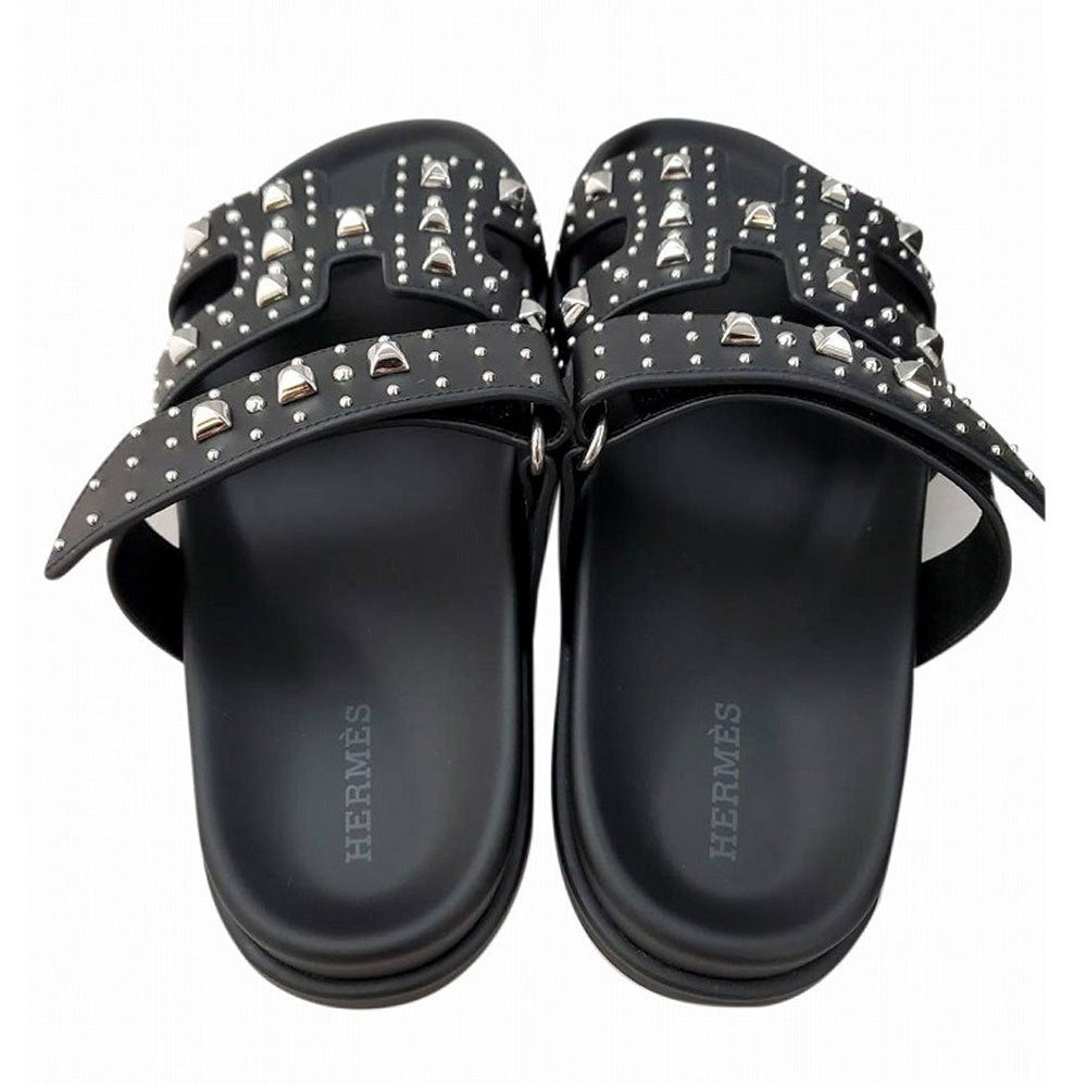 HERMES Sandals Chypre Calfskin/Studs