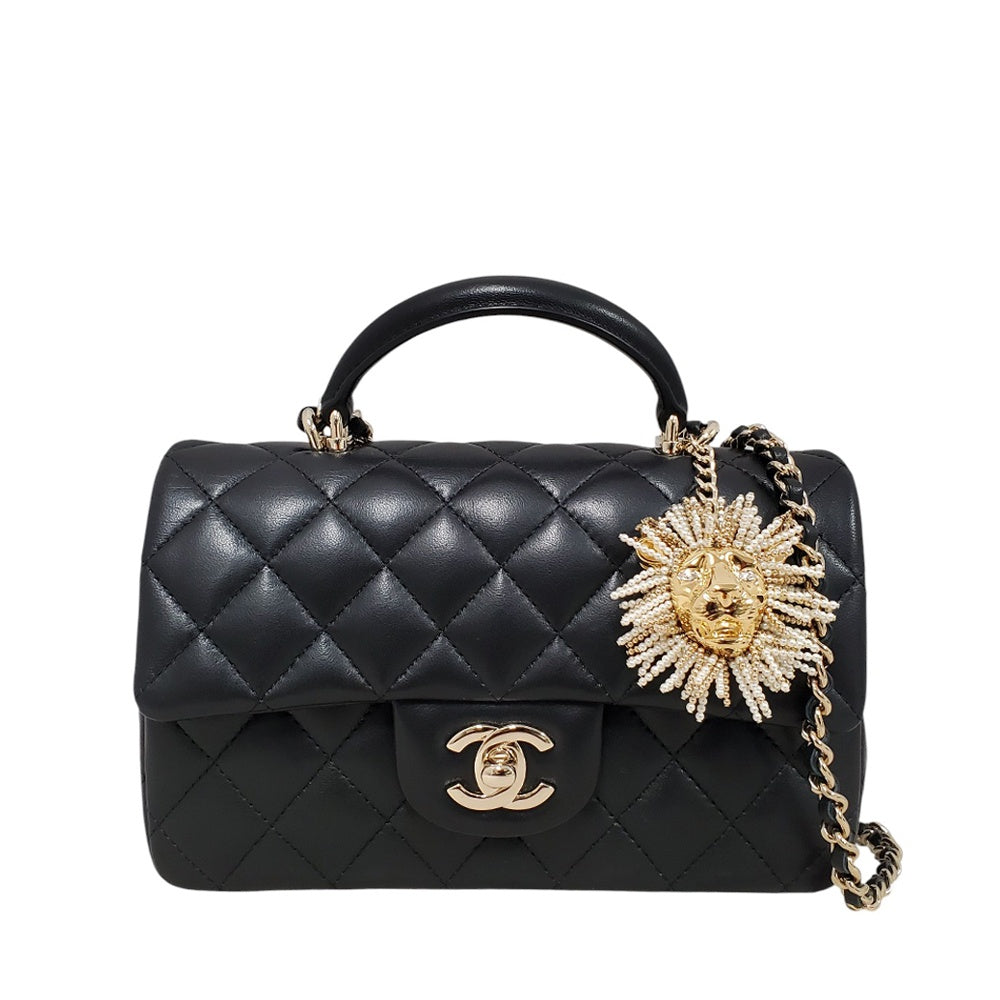 シャネル  CHANEL  ラムスキン  マトラッセ  ミニフラップ  トップハンドル20  チェーンショルダー/AT230612
