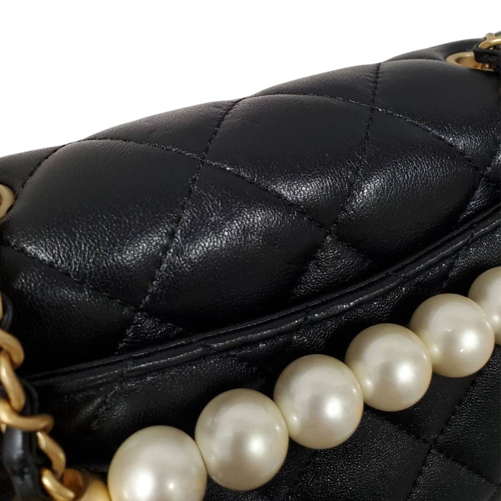 シャネル  CHANEL マトラッセ  ミニフラップ AS5001 ブラック ラムスキン  チェーンショルダーバッグ/PW26063