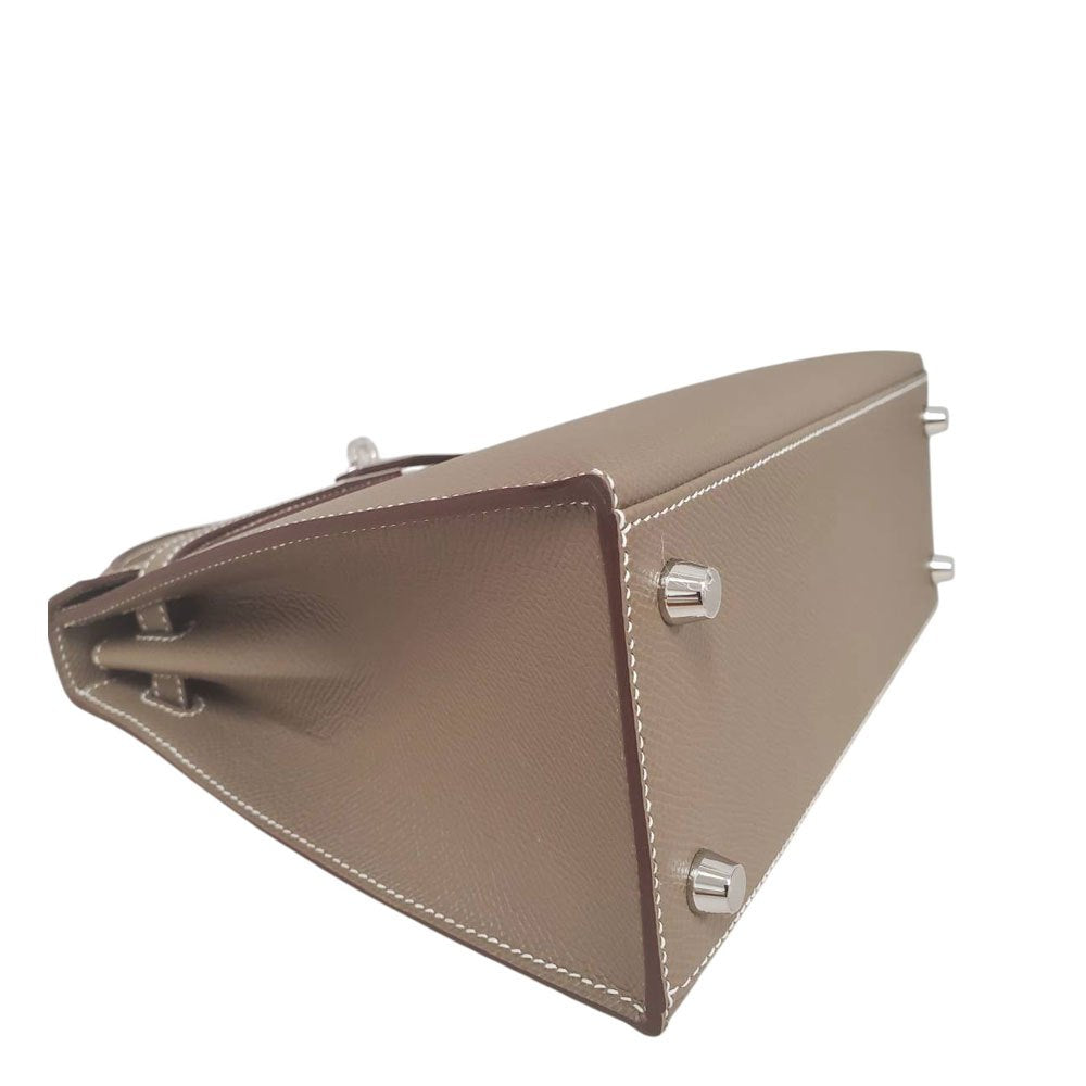 エルメス  HERMES ケリー25 外縫い エトゥープ エプソン  G刻印  SV金具/MA2603020