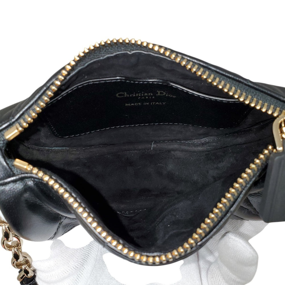 クリスチャン  ディオール  Christian  Dior  ラムスキン  カナージュ  ヴァイブ  ホーボー  ショルダーバッグ  ブラック/ホワイト/MA2602008