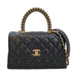 シャネル  CHANEL  カーフスキン  ココハンドル  24XS  ブラック