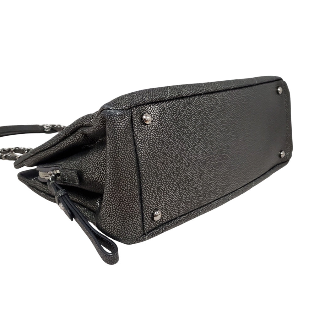 シャネル  CHANEL  キャビアスキン  マトラッセ  ココマーク  チェーンショルダーバッグ  チャコールグレー/MA2408004