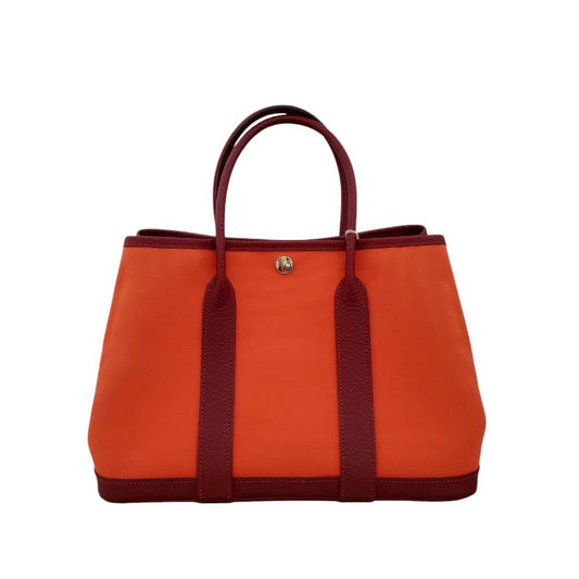 エルメス  HERMES  ガーデンパーティTPM  トワルオフィシエ  オレンジポピー/ルージュセリエ  X刻印  SV金具/MA2508002