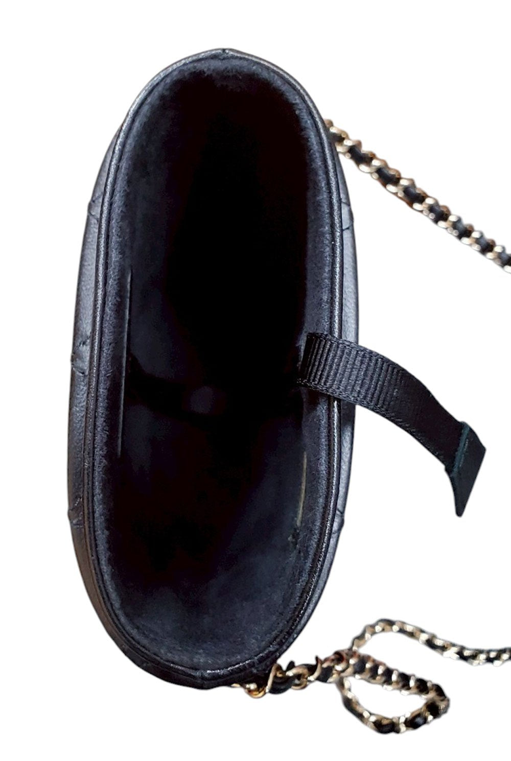 CHANEL Lambskin Phone Case Chain Shoulder Bag Black