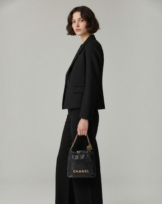 シャネル  CHANEL AS3980 ブラック シャイニーカーフスキン  シャネル22ミニチェーンショルダー/AT230717