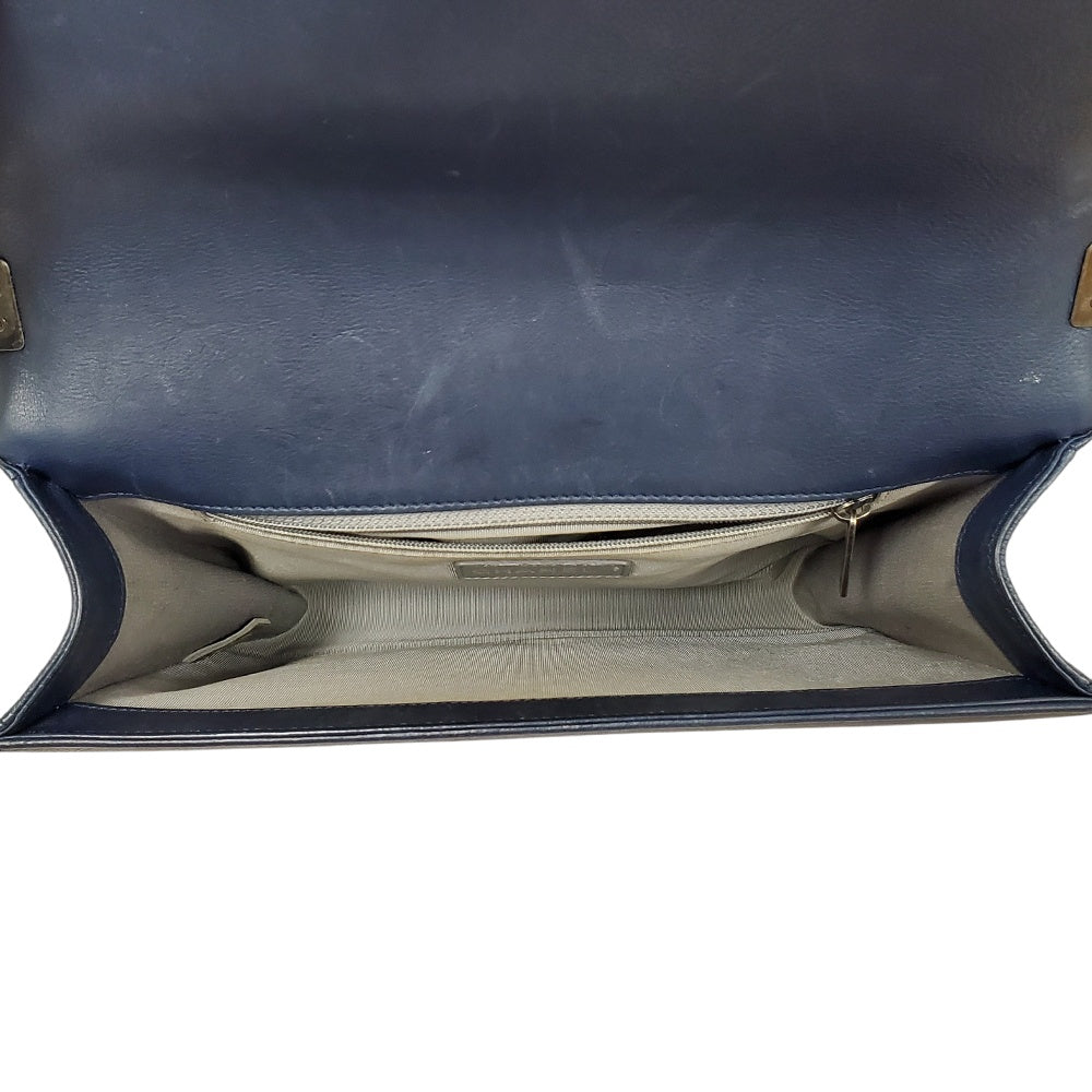 シャネル  CHANEL  ラムスキン  ボーイシャネル  CHANEL  チェーンショルダー  ラージ  A92193  ネイビー/MA2407015