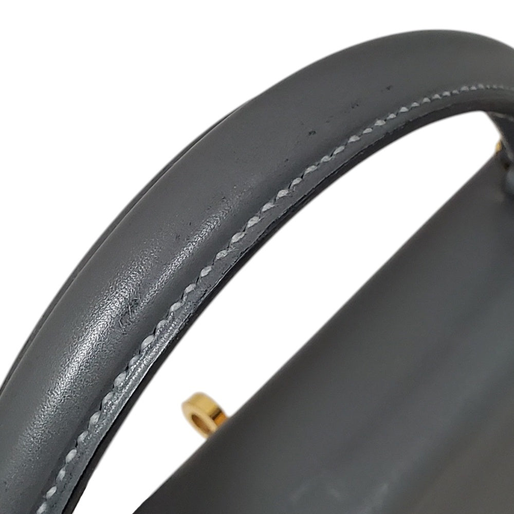エルメス  HERMES  ケリー28  ボックスカーフ  グレー  G金具/PW25007