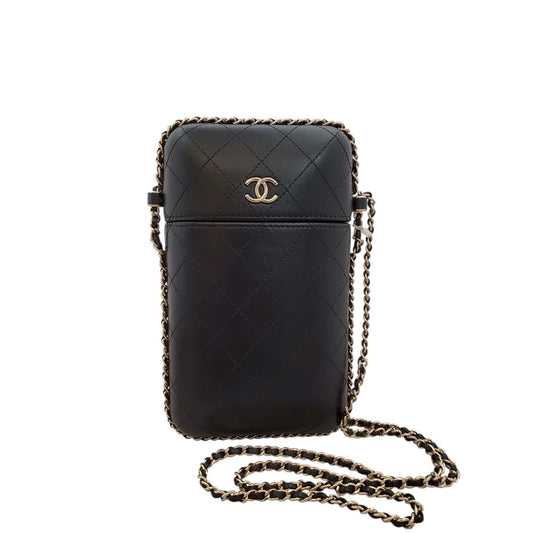 シャネル  CHANEL  ラムスキン  フォンケース  チェーンショルダーバッグ  ブラック/MA2504004