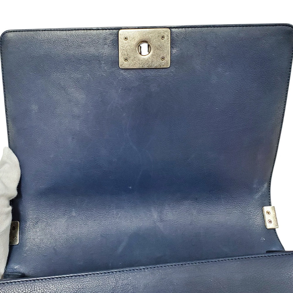 シャネル  CHANEL  ラムスキン  ボーイシャネル  CHANEL  チェーンショルダー  ラージ  A92193  ネイビー/MA2407015