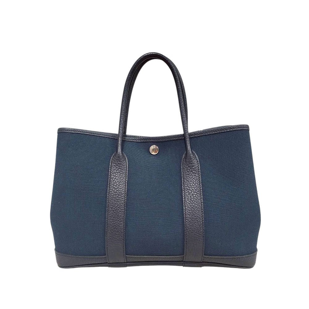 エルメス  HERMES ガーデンパーティTPM ネイビー トワル  D刻印  SV金具/MA2606002