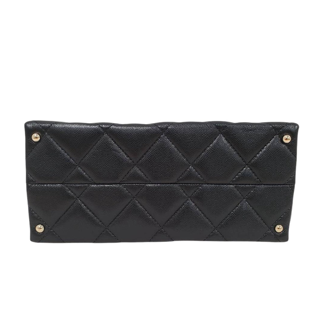 シャネル  CHANEL ブラック キャビアスキン  マトラッセ  トップハンドル  フラップ   2wayショルダーバッグ/AT260213