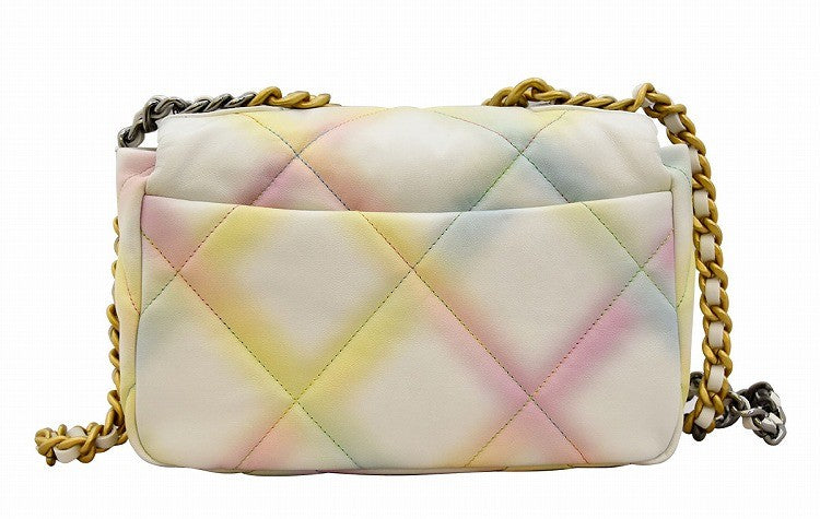 CHANEL Chanel 19 Goatskin Matelasse Flap Chain Shoulder Bag Neon Color