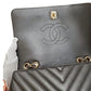 シャネル  CHANEL ブラック ラムスキン  VステッチWチェーン  ショルダーバッグ