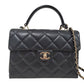 シャネル  CHANEL ブラック キャビアスキン  マトラッセ  トップハンドル  フラップ   2wayショルダーバッグ/AT260213