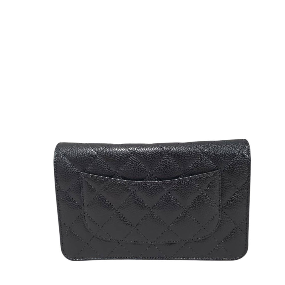 シャネル  CHANEL AP0250 ブラック キャビアスキン  マトラッセ ココマーク クラシック チェーンウォレット/AT251242