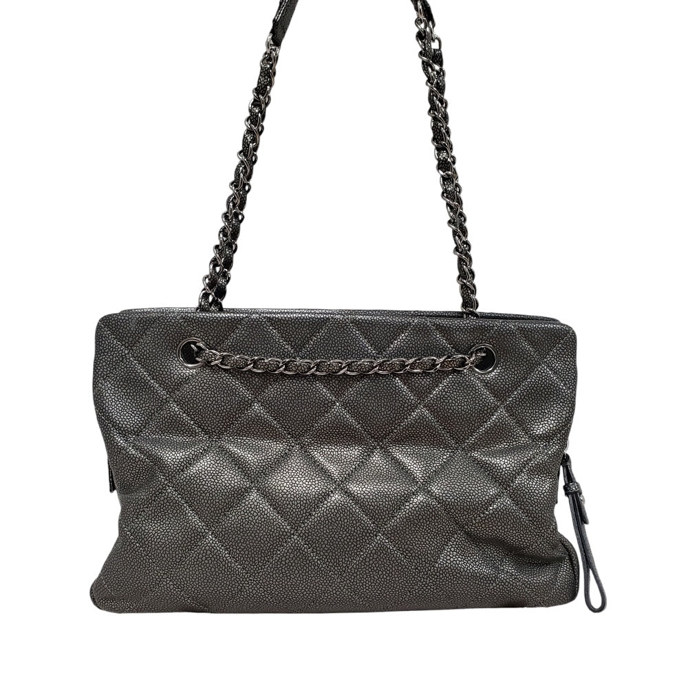 シャネル  CHANEL  キャビアスキン  マトラッセ  ココマーク  チェーンショルダーバッグ  チャコールグレー/MA2408004