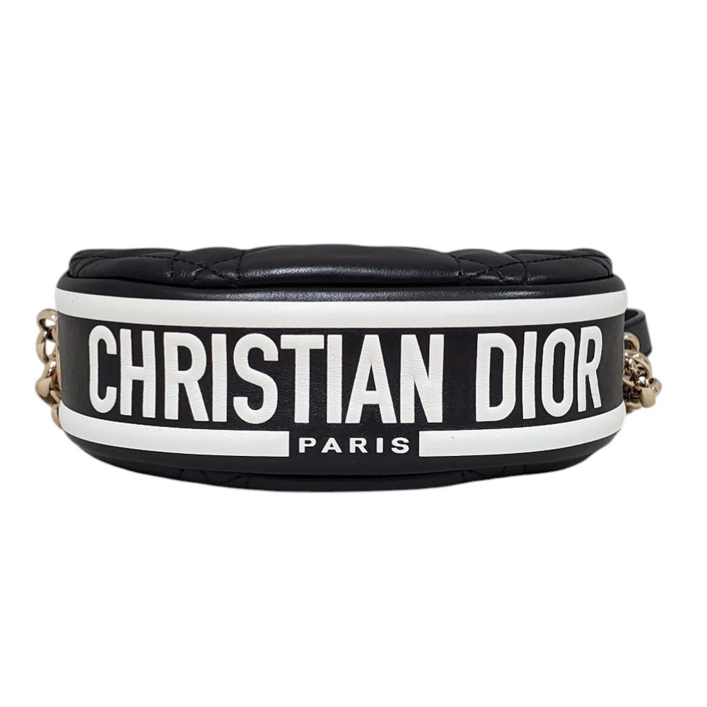 クリスチャン  ディオール  Christian  Dior  ラムスキン  カナージュ  ヴァイブ  ホーボー  ショルダーバッグ  ブラック/ホワイト/MA2602008