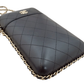 CHANEL Lambskin Phone Case Chain Shoulder Bag Black