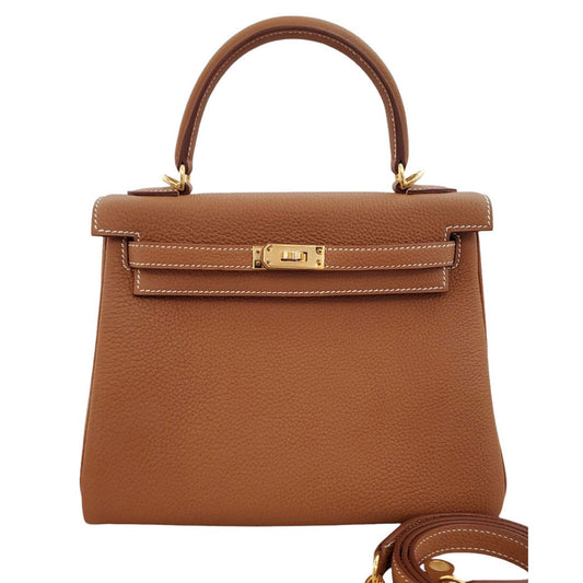 Hermes Kelly 25 Togo Gold W Engraved G Hardware