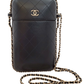 CHANEL Lambskin Phone Case Chain Shoulder Bag Black