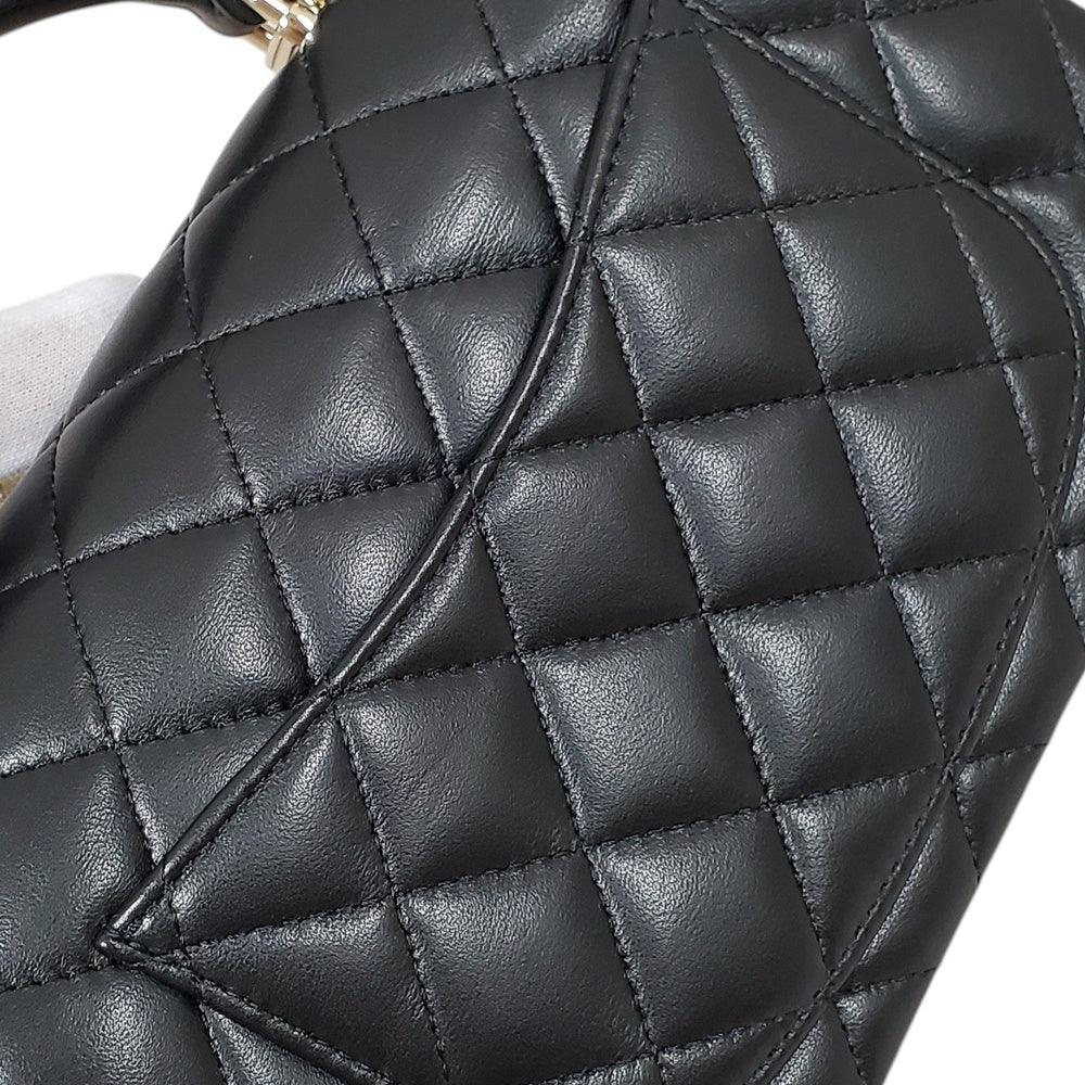 シャネル CHANEL ラムスキン マトラッセ ミニフラップ トップハンドル