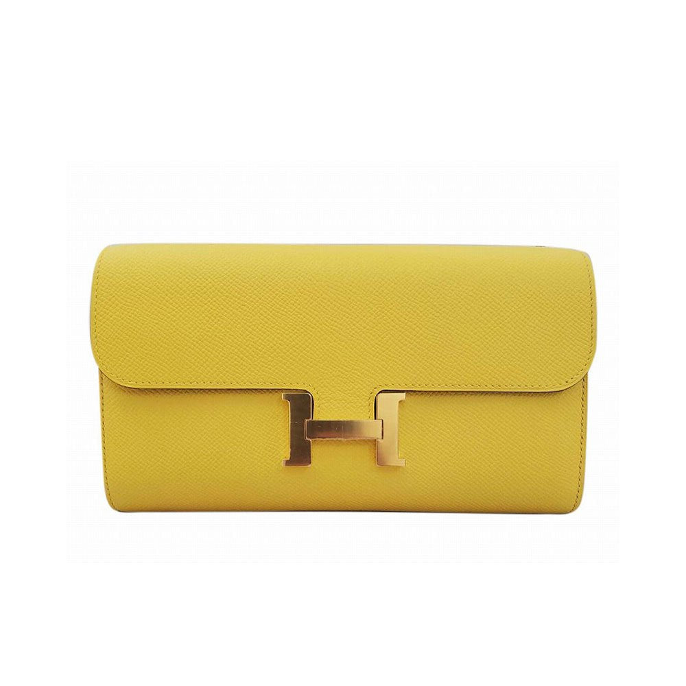 HERMES Constance Long Togo Epson Jaunes Naples