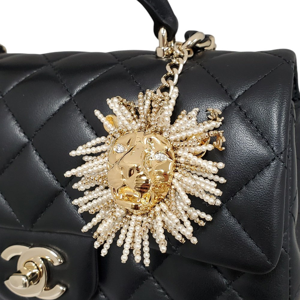 シャネル  CHANEL  ラムスキン  マトラッセ  ミニフラップ  トップハンドル20  チェーンショルダー/AT230612