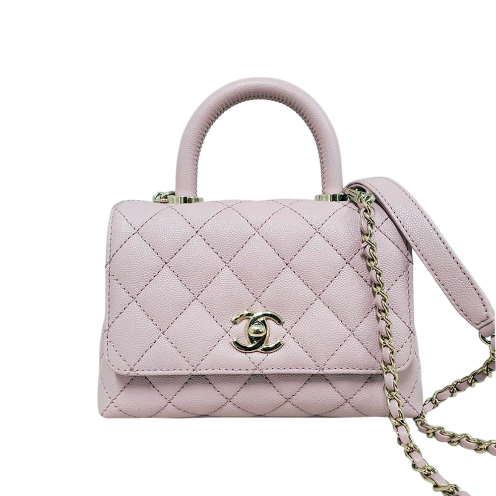 シャネル  CHANEL ココハンドルXXS ピンク キャビアスキン  ショルダーバック/PW26056