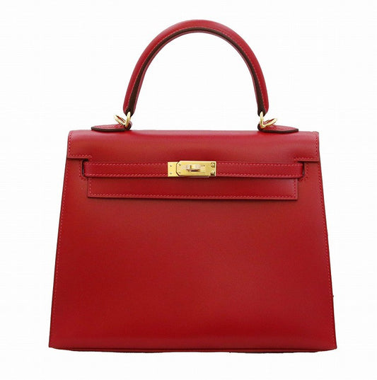 Hermes Kelly 25 Rouge vif Tadelakt G hardware Y stamp