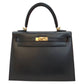 Hermes Kelly 25, outer stitching, Tadelakt, Noir, Y stamp, G hardware