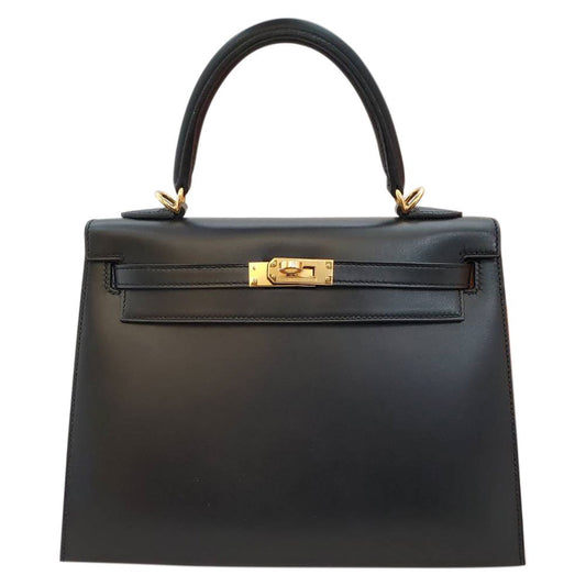Hermes Kelly 25, outer stitching, Tadelakt, Noir, Y stamp, G hardware