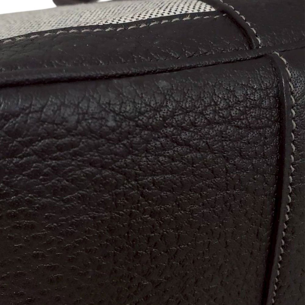 エルメス  HERMES ガーデンパーティPM エクリュ/ノワール トワル/ブッフル  SV金具  □O刻印/MA2606001