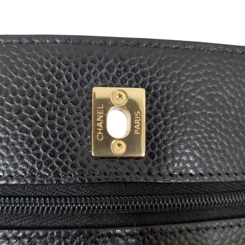 シャネル  CHANEL AP0250 ブラック キャビアスキン  マトラッセ ココマーク クラシック チェーンウォレット/AT251242