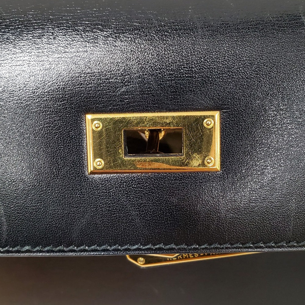 エルメス  HERMES  ケリー32  ボックスカーフ  ノワール  外縫い  G金具  〇A刻印/MA2402002