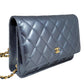 シャネル  CHANEL マトラッセ チェーンウォレット ショルダーバッグ メタリックブルー ラムスキン/PW24079