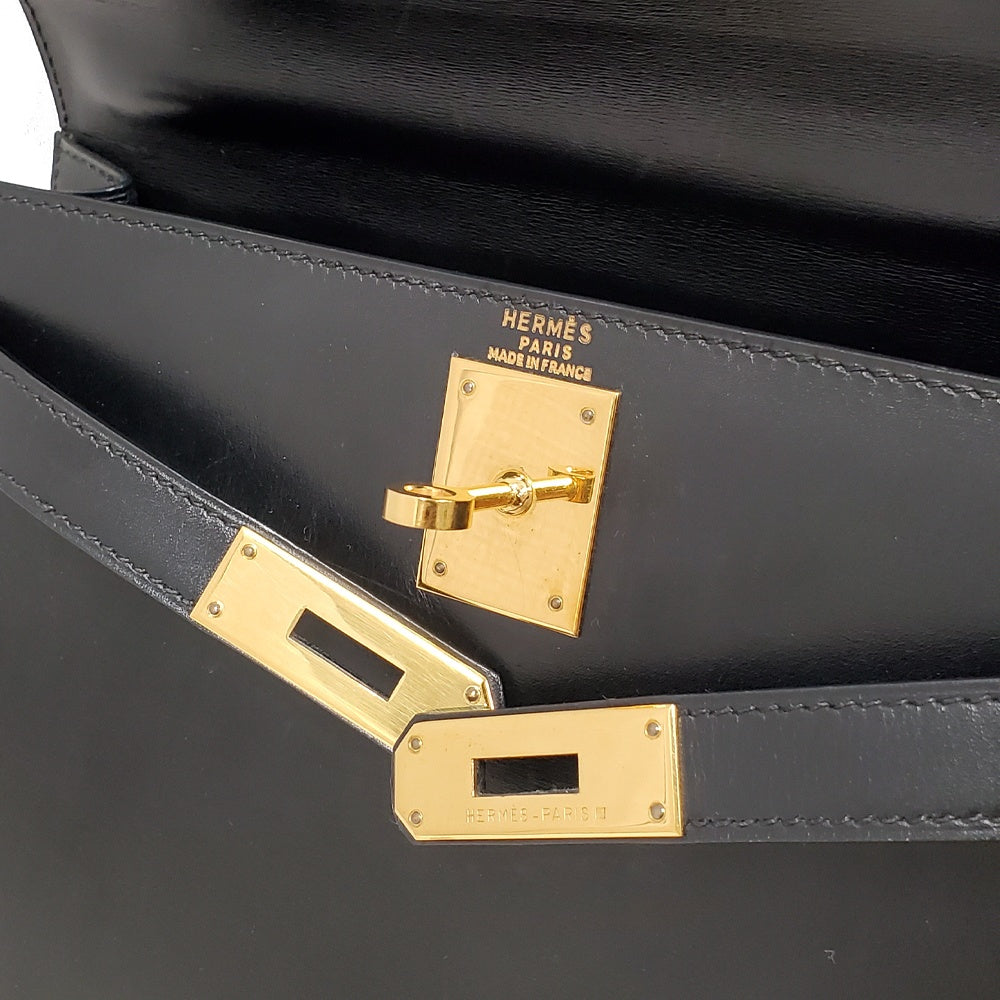 エルメス HERMES ケリー28 ノワール ボックスカーフ 外縫い 〇Z刻 G