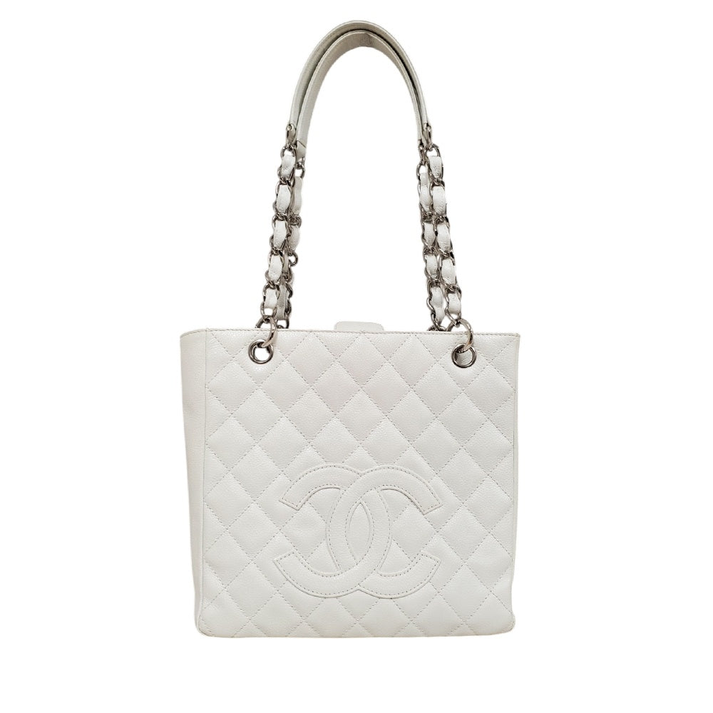 シャネル  CHANEL  キャビアスキン  マトラッセ  チェーントートバッグ  ホワイト/MA2602018