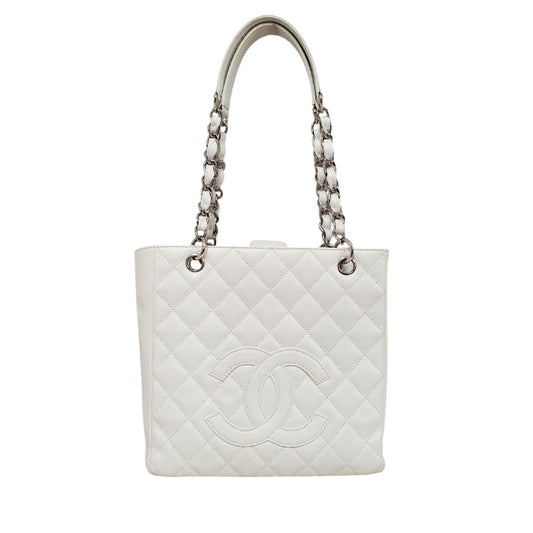 シャネル  CHANEL  キャビアスキン  マトラッセ  チェーントートバッグ  ホワイト/MA2602018