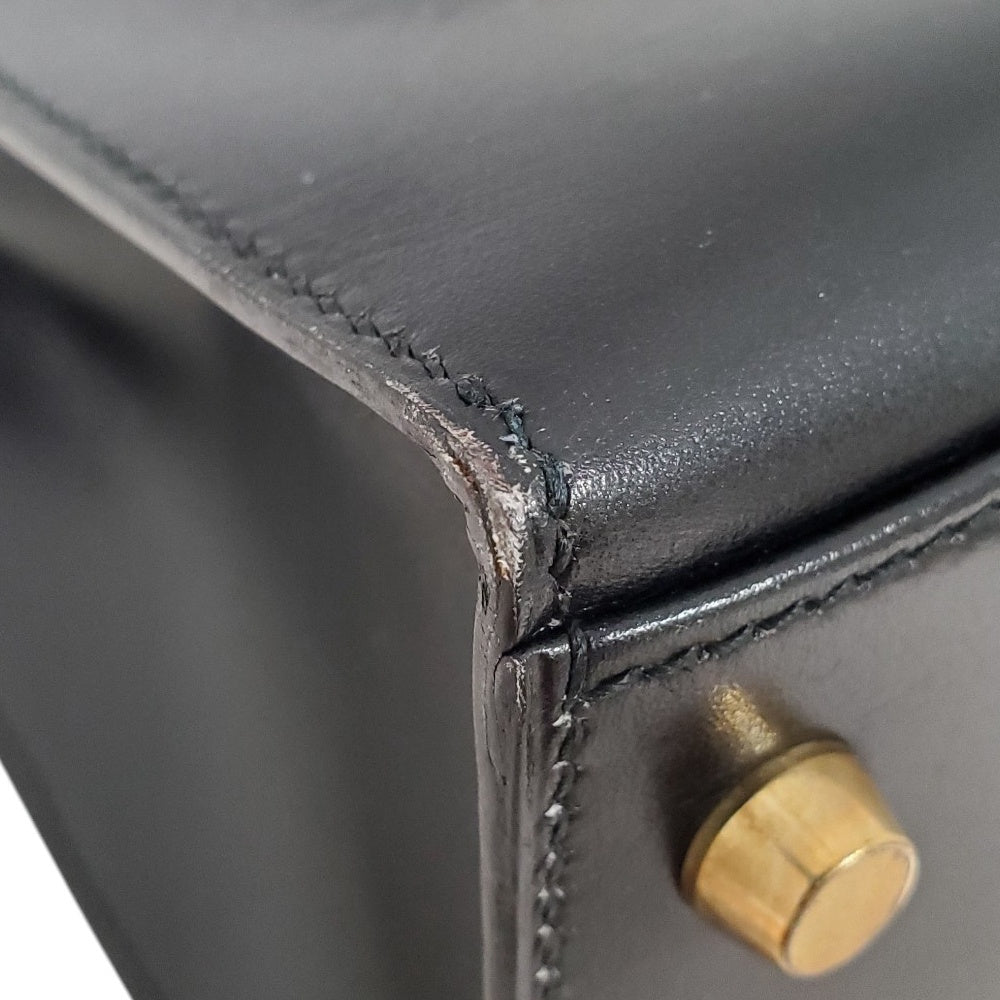 エルメス  HERMES  ケリー32  ボックスカーフ  ノワール  外縫い  G金具  〇A刻印/MA2402002