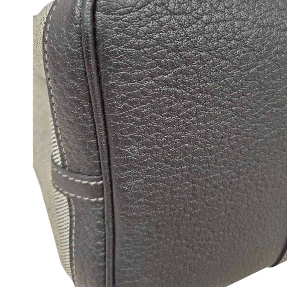 エルメス  HERMES ガーデンパーティPM エクリュ/ノワール トワル/ブッフル  SV金具  □O刻印/MA2606001
