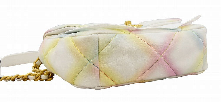 CHANEL Chanel 19 Goatskin Matelasse Flap Chain Shoulder Bag Neon Color